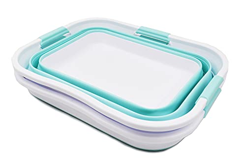 SAMMART Set of 2-30L (8 gallon) Collapsible Plastic Laundry Basket - Foldable Pop Up Storage Container/Organizer - Portable Washing Tub - Space Saving Hamper/Basket, Water capacity: 24L (6.3 gallon)