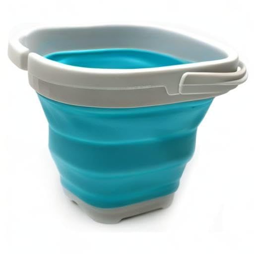 SAMMART 2.6L (0.68 Gallon) Super Mini Sqare Collapsible Plastic Bucket - Foldable Square Tub - Portable Fishing Water Pail - Space Saving Outdoor Waterpot