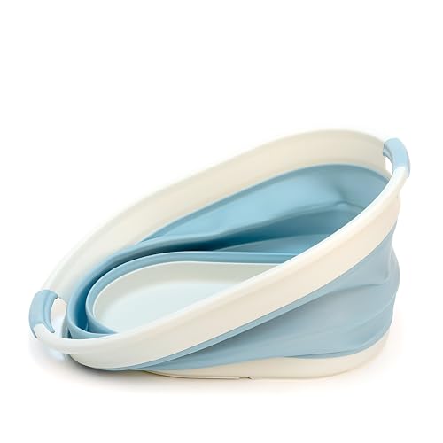 SAMMART 28L (7.4Gallons) Collapsible Plastic Laundry Basket - Oval Tub/Basket - Foldable Storage Container/Organizer - Portable Washing Tub - Space Saving Laundry Hamper