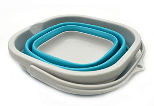 SAMMART 2.6L (0.68 Gallon) Super Mini Sqare Collapsible Plastic Bucket - Foldable Square Tub - Portable Fishing Water Pail - Space Saving Outdoor Waterpot