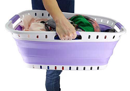 SAMMART 44L (11.62 gallon) Collapsible Plastic Laundry Basket - Foldable Pop Up Storage Container/Organizer - Portable Washing Tub - Space Saving Hamper/Basket