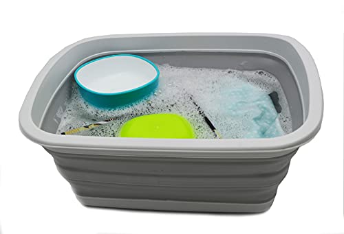 SAMMART 10L (2.6 Gallon) Collapsible Tub-Foldable Dish Tub-Portable Washing Basin-Space Saving Plastic Washtub