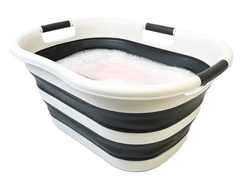SAMMART 40L (10.5 gallon) Collapsible Plastic Laundry Basket - Foldable Storage Container- Portable Washing Tub - Space Saving Hamper
