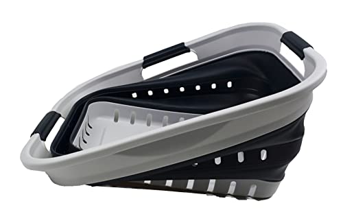 SAMMART 30L (8 gallon) Collapsible 3 Handled Plastic Laundry Basket - Foldable Pop Up Storage Container/Organizer - Portable Washing Tub - Space Saving Hamper/Basket