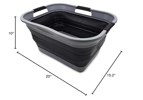 SAMMART 29L(7.6 gallon) Collapsible Plastic Laundry Basket - Foldable Pop Up Storage Container/Organizer - Portable Washing Tub - Space Saving Hamper/Basket - Water Capacity 24L(6.3 gallon)
