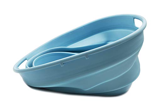 SAMMART 25L(6.6 gallon) Collapsible Oval Laundry Basket-Foldable Storage Container/Organizer-Portable Washing Tub-Space Saving Hamper-Pet Bath Tub, Water capacity 20L(5.28 gallon)