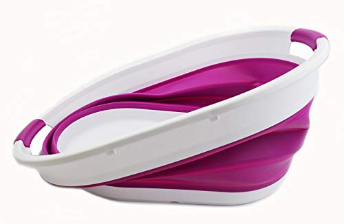 SAMMART 39L(10.3 gallon) Collapsible Plastic Laundry Basket - Oval Tub/Basket - Foldable Storage Container-Portable Washing Tub - Space Saving Laundry Hamper, Water capacity: 30L (7.9 gallon)