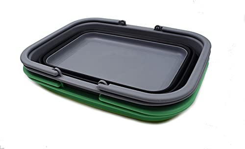 SAMMART 9.2L (2.37Gallon) Collapsible Tub with Handle 2 pcs Box Set - Portable Outdoor Picnic Basket - Foldable Shopping Bag - Space Saving Storage Container