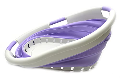 SAMMART 36L (9.5 gallon) Set of 2 Collapsible 3 Handled Plastic Laundry Basket-Foldable Pop Up Storage Container/Organizer-Space Saving Basket