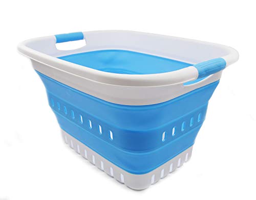 SAMMART 37L (9.77 gallon) Collapsible Plastic Laundry Basket - Foldable Pop Up Storage Container/Organizer - Space Saving Hamper/Basket
