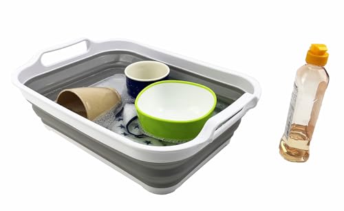 SAMMART 7L (1.85 Gallons) Collapsible Tub - Foldable Dishpan - Portable Washing Basin - Space Saving Plastic Sink Tub, Outdoor Kitchen Storage Tray