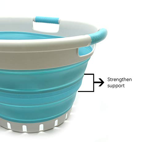 SAMMART 36L (9.5 gallon) Set of 2 Collapsible 3 Handled Plastic Laundry Basket-Foldable Pop Up Storage Container/Organizer-Space Saving Basket