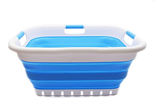 SAMMART Collapsible 3 Handled Plastic Laundry Basket - Foldable Pop Up Storage Container/Organizer - Portable Basket - Space Saving Hamper/Basket