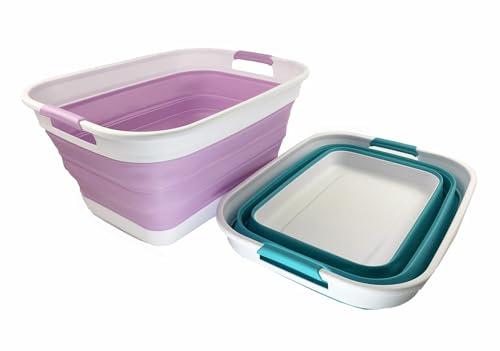 SAMMART 27L (7.1 Gallons) Collapsible Plastic Laundry Basket with Handle-Foldable Pop Up Storage Basket with handle