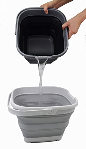 SAMMART 10L (2.6 Gallon) Set of 2 Collapsible Rectangular Handy Basket/Bucket