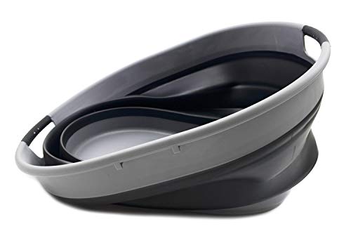 SAMMART 25L(6.6 gallon) Collapsible Oval Laundry Basket-Foldable Storage Container/Organizer-Portable Washing Tub-Space Saving Hamper-Pet Bath Tub, Water capacity 20L(5.28 gallon)