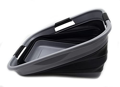 SAMMART Set of 2-30L (8 gallon) Collapsible Plastic Laundry Basket - Foldable Pop Up Storage Container/Organizer - Portable Washing Tub - Space Saving Hamper/Basket, Water capacity: 24L (6.3 gallon)