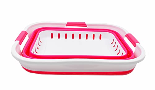 SAMMART 30L (8 gallon) Collapsible 3 Handled Plastic Laundry Basket - Foldable Pop Up Storage Container/Organizer - Portable Washing Tub - Space Saving Hamper/Basket