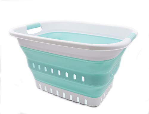 SAMMART 37L (9.77 gallon) Collapsible Plastic Laundry Basket - Foldable Pop Up Storage Container/Organizer - Space Saving Hamper/Basket