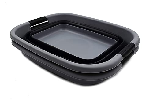 SAMMART Set of 2-21L(5.5 gallon) Collapsible Laundry Basket/Tub-Foldable Storage Container-Portable Washing Bin - Space Saving Hamper, Water capacity: 17L (4.4 gallon)