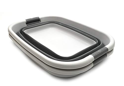 SAMMART 31L (8.1 gallon) Collapsible Plastic Laundry Basket-Pop Up Storage Container - Portable Washing Tub - Space Saving Hamper/Basket, Water capacity: 23L (6 gallon)