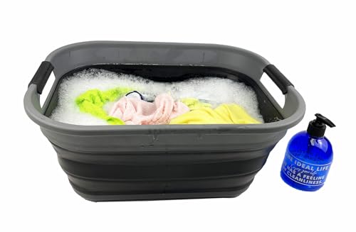 SAMMART 19.5L (5.1 gallons) Collapsible Plastic Laundry Washing Tub/Basket - Foldable Pop Up Storage Container - Portable Washiub - Space Saving Easy Storage