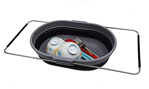 SAMMART 5L (1.3 gallon) Expandable & Collapsible Over The Sink Rectangular Colander