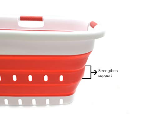 SAMMART Collapsible 3 Handled Plastic Laundry Basket - Foldable Pop Up Storage Container/Organizer - Portable Basket - Space Saving Hamper/Basket