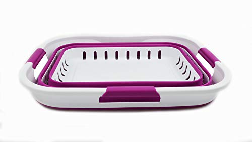 SAMMART 30L (8 gallon) Collapsible 3 Handled Plastic Laundry Basket - Foldable Pop Up Storage Container/Organizer - Portable Washing Tub - Space Saving Hamper/Basket