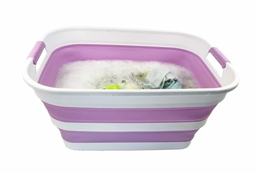 SAMMART 27L (7.1 Gallons) Collapsible Plastic Laundry Basket with Handle-Foldable Pop Up Storage Basket with handle