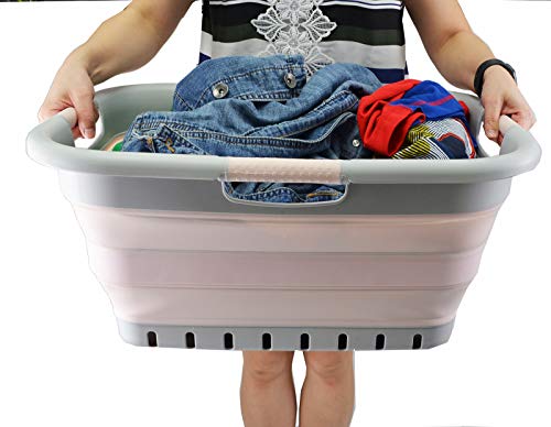 SAMMART 41L (10.8 gallon) Collapsible Plastic Laundry Basket - Foldable Pop Up Storage Container/Organizer - Portable Washing Tub - Space Saving Hamper/Basket