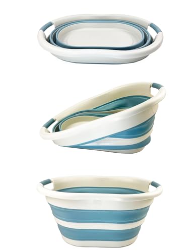SAMMART 36L (9.5Gallons) Collapsible Plastic Laundry Basket - Oval Tub/Basket - Foldable Storage Container/Organizer - Portable Washing Tub - Space Saving Laundry Hamper
