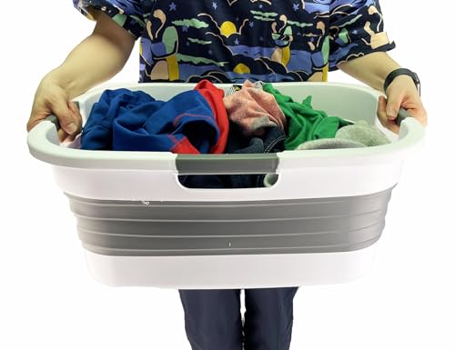 SAMMART 30L (7.9 gallon) Collapsible Plastic Laundry Basket - Foldable Pop Up Storage Container/Organizer - Portable Washing Tub - Space Saving Hamper/Basket