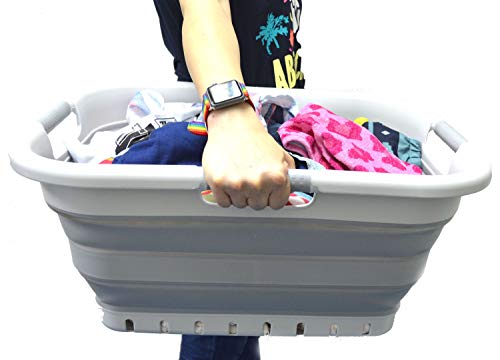 SAMMART 41L (10.8 gallon) Collapsible Plastic Laundry Basket - Foldable Pop Up Storage Container/Organizer - Portable Washing Tub - Space Saving Hamper/Basket