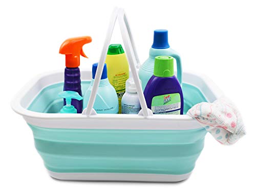 SAMMART 15.5L (4.1 Gallons) Collapsible Tub with Handle - Portable Outdoor Picnic Basket/Crater - Foldable Shopping Bag - Space Saving Storage Container
