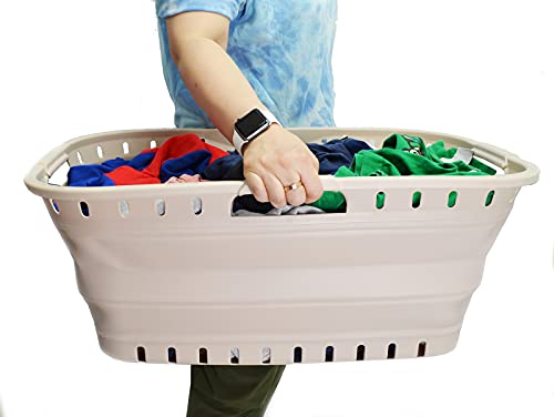 SAMMART 44L (11.62 gallon) Collapsible Plastic Laundry Basket - Foldable Pop Up Storage Container/Organizer - Portable Washing Tub - Space Saving Hamper/Basket
