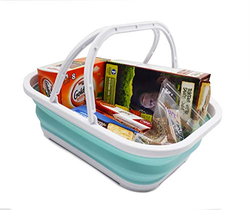SAMMART 12L (3.17 Gallon) Collapsible Tub with Handle - Portable Outdoor Picnic Basket/Crater - Foldable Shopping Bag - Space Saving Storage Container