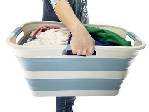 SAMMART 42L (11 gallons) Collapsible Plastic Laundry Basket - Foldable Pop Up Storage Container/Organizer - Portable Washing Tub - Space Saving Hamper/Basket