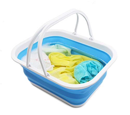 SAMMART 15.5L (4.1 Gallons) Collapsible Tub with Handle - Portable Outdoor Picnic Basket/Crater - Foldable Shopping Bag - Space Saving Storage Container