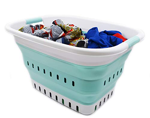 SAMMART 37L (9.77 gallon) Collapsible Plastic Laundry Basket - Foldable Pop Up Storage Container/Organizer - Portable Washing Tub - Space Saving Hamper/Basket