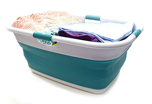 SAMMART 49L(12.9 gallon) Collapsible 4 Handled Laundry Basket-Foldable Storage Container-Portable Washing Bin-Space Saving-Pet Bath Tub,Water capacity 37L(9.7 gallon)