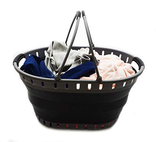 SAMMART 25L (6.6 gallon) Collapsible Plastic Laundry Basket - Foldable Pop Up Storage Container/Organizer - Portable Shopping Basket - Space Saving Hamper/Tub