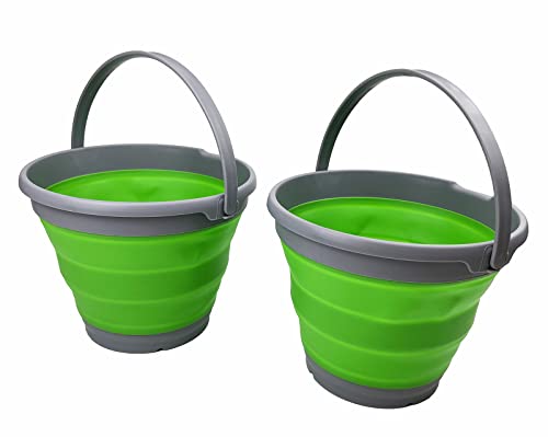 SAMMART 10L (2.6 gallons) Collapsible Plastic Bucket -Portable Round Tub with Handle- Foldable Fishing Water Pail - Space Saving Pop Up