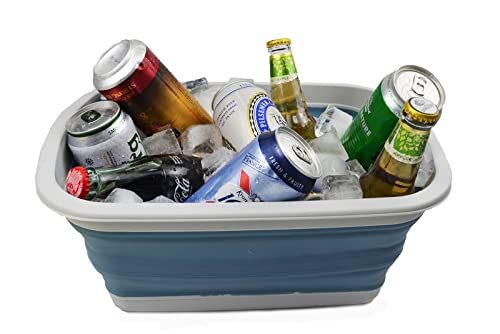 SAMMART 10L (2.6 Gallon) Collapsible Tub-Foldable Dish Tub-Portable Washing Basin-Space Saving Plastic Washtub