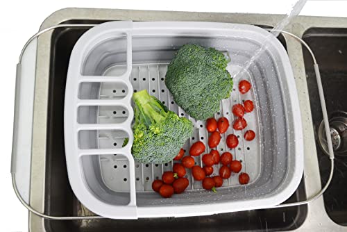 SAMMART 8L (2.11Gallons) Expandable Collapsible Dish Drainer - Foldable Drying Rack - Portable Dinnerware Organizer - Space Saving Kitchen Storage Tray