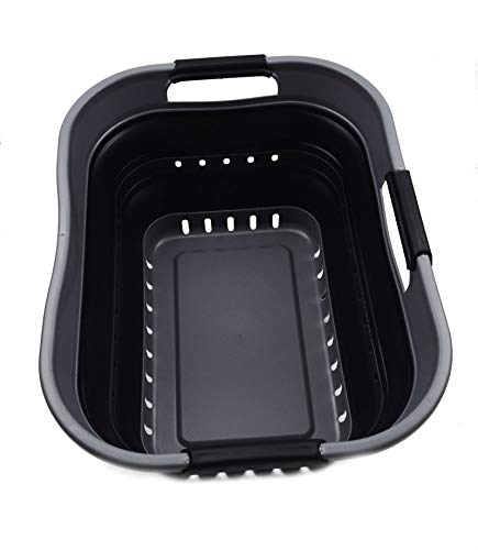 SAMMART 19L (5 Gallon) Collapsible Super Mini 3 Handled Plastic Laundry Basket - Foldable Pop Up Storage Container/Organizer - Space Saving Hamper/Basket