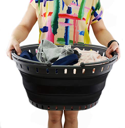 SAMMART 25L (6.6 gallon) Collapsible Plastic Laundry Basket - Foldable Pop Up Storage Container/Organizer - Portable Shopping Basket - Space Saving Hamper/Tub