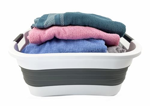 SAMMART 30L (7.9 gallon) Collapsible Plastic Laundry Basket - Foldable Pop Up Storage Container/Organizer - Portable Washing Tub - Space Saving Hamper/Basket