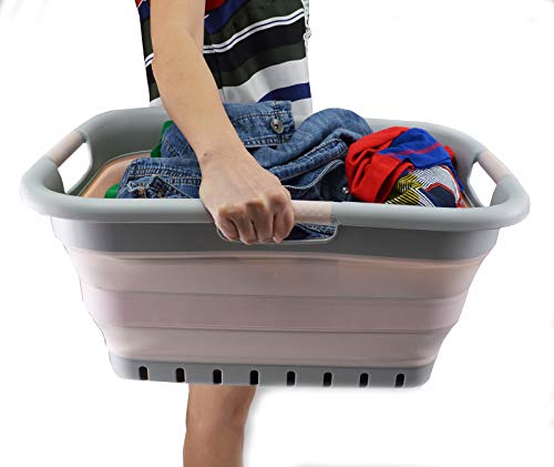 SAMMART 41L (10.8 gallon) Collapsible Plastic Laundry Basket - Foldable Pop Up Storage Container/Organizer - Portable Washing Tub - Space Saving Hamper/Basket