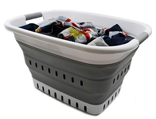 SAMMART 37L (9.77 gallon) Collapsible Plastic Laundry Basket - Foldable Pop Up Storage Container/Organizer - Space Saving Hamper/Basket